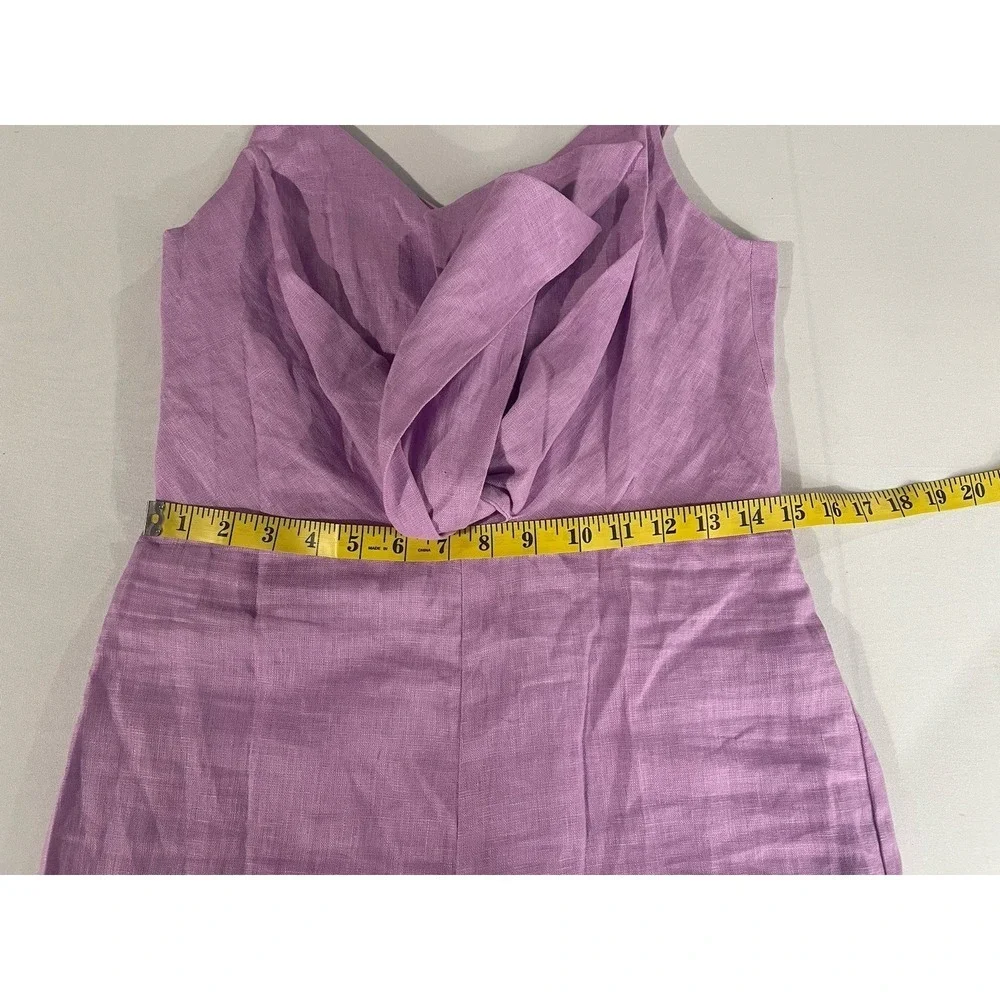 New MNG Mango 100% Linen Knot Sleeveless Jumpsuit Lilac Size Medium (US)
